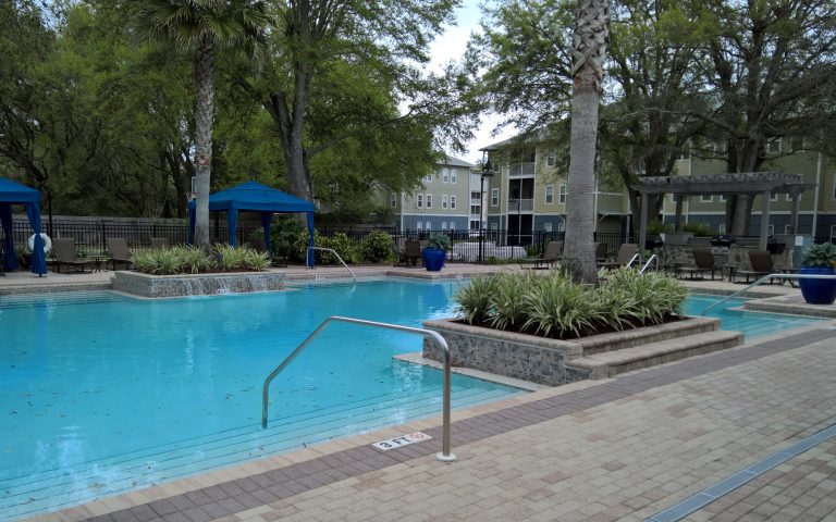 This is a photo of the pool area in one of our short term housing opportunities in Pensacola.